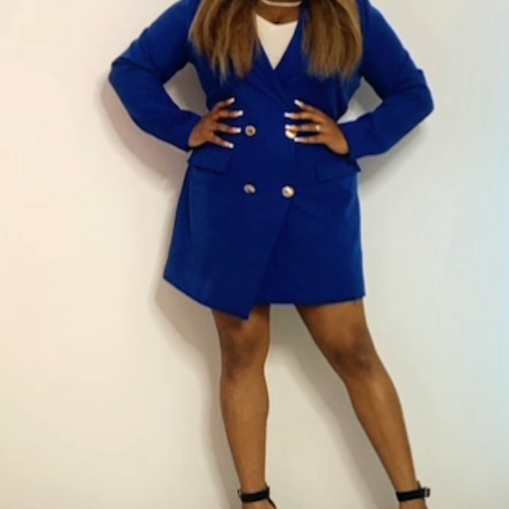 PrettyLittleThing Blue Blazer Dress Tailored Fit